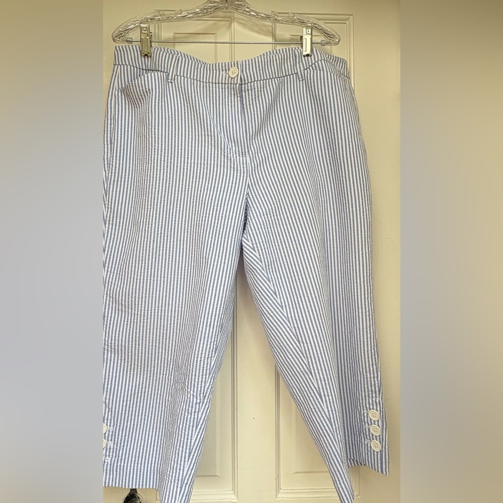 Talbots Blue and White Striped Pedal Pushers/Shorts. Size16P